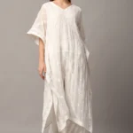 Elegant White Kaftan Dress for Women with Thread Work Detailing