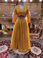 Party Wear Yellow Lehenga in Organza Fabric - Image 3