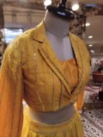 Party Wear Yellow Lehenga in Organza Fabric - Image 2