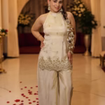 Halter Neck Kurti with Flared Pant & Dupatta