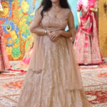 Sequin Embellished Net Lehenga – Rose Gold