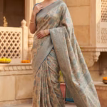 Olive Green Shimmer Tissue Saree