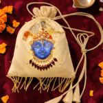 Hand Embroidered Krishna Potli Bag in Shimmer Tissue Fabric