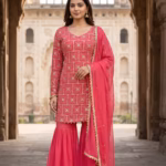 Pink Georgette Sharara Set with Katdana & Sequin Work