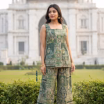 Green Peplum Top with Pant Set