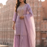 Lavender Suit Set in Shimmer Tissue Fabric